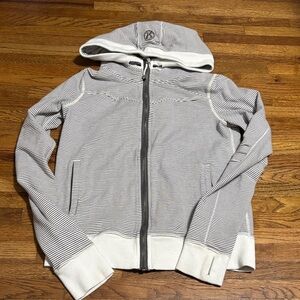 lululemon athletica grey and white striped full zip hoodie
